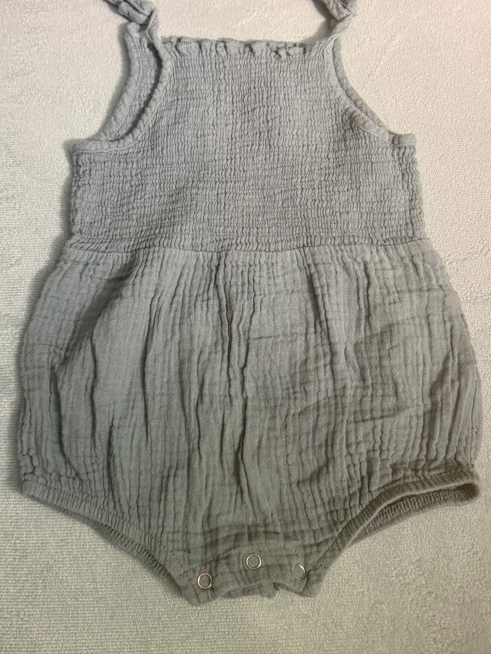 Gray Gauze Bubble Romper for Kids - Soft Cotton Blend size 12 M